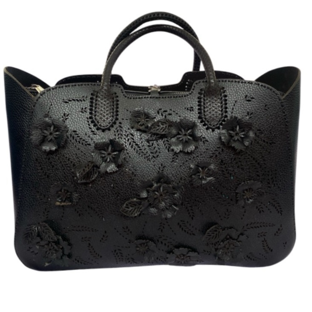 Almala Elizabeth flower leather tote- Made In Italy(Strap Replaced)